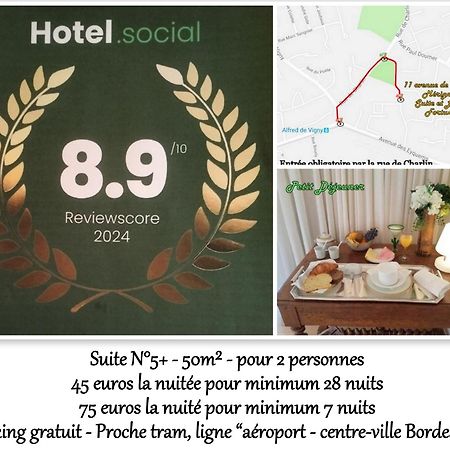 Le Fortuny - 3 Suites, 2 Apparts, 1 Chambre - Proche Tram Ligne Aeroport Et Parking Gratuit Merignac  Exterior photo